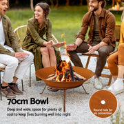 Grillz 70cm Fire Pit Rustic Iron Bowl Outdoor FPIT-YH-STEL-BOWL-70