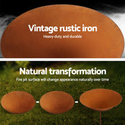 Grillz 70cm Fire Pit Rustic Iron Bowl Outdoor FPIT-YH-STEL-BOWL-70