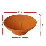 Grillz Fire Pit Iron Bowl 80cm Outdoor Patio Fireplace FPIT-YH-STEL-VINTAGE-80
