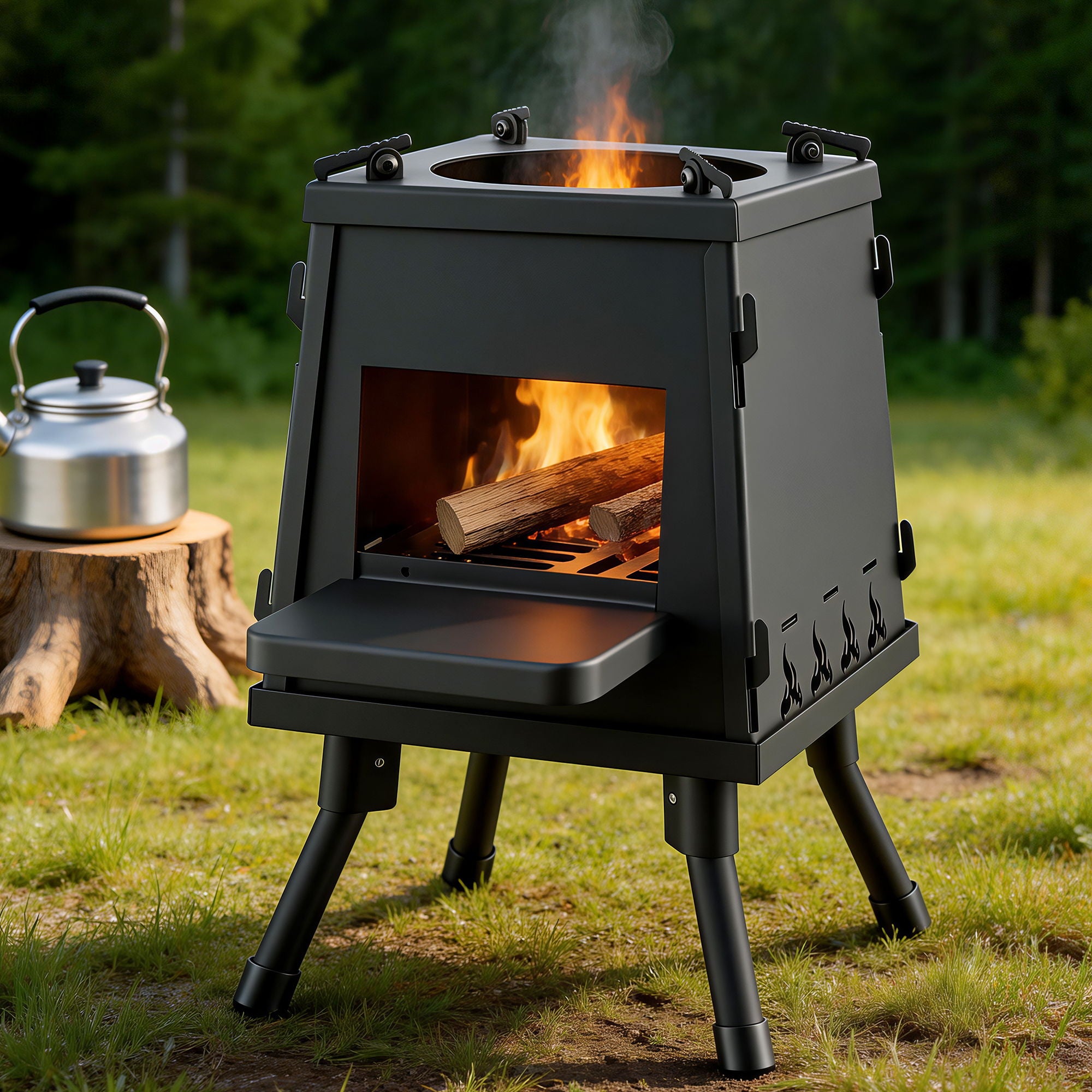 Grillz Fire Pit BBQ Portable Outdoor Fireplace Metal Camping Stove for Boiling Water, BBQ, Picnics FPIT-YH-STOVE-20