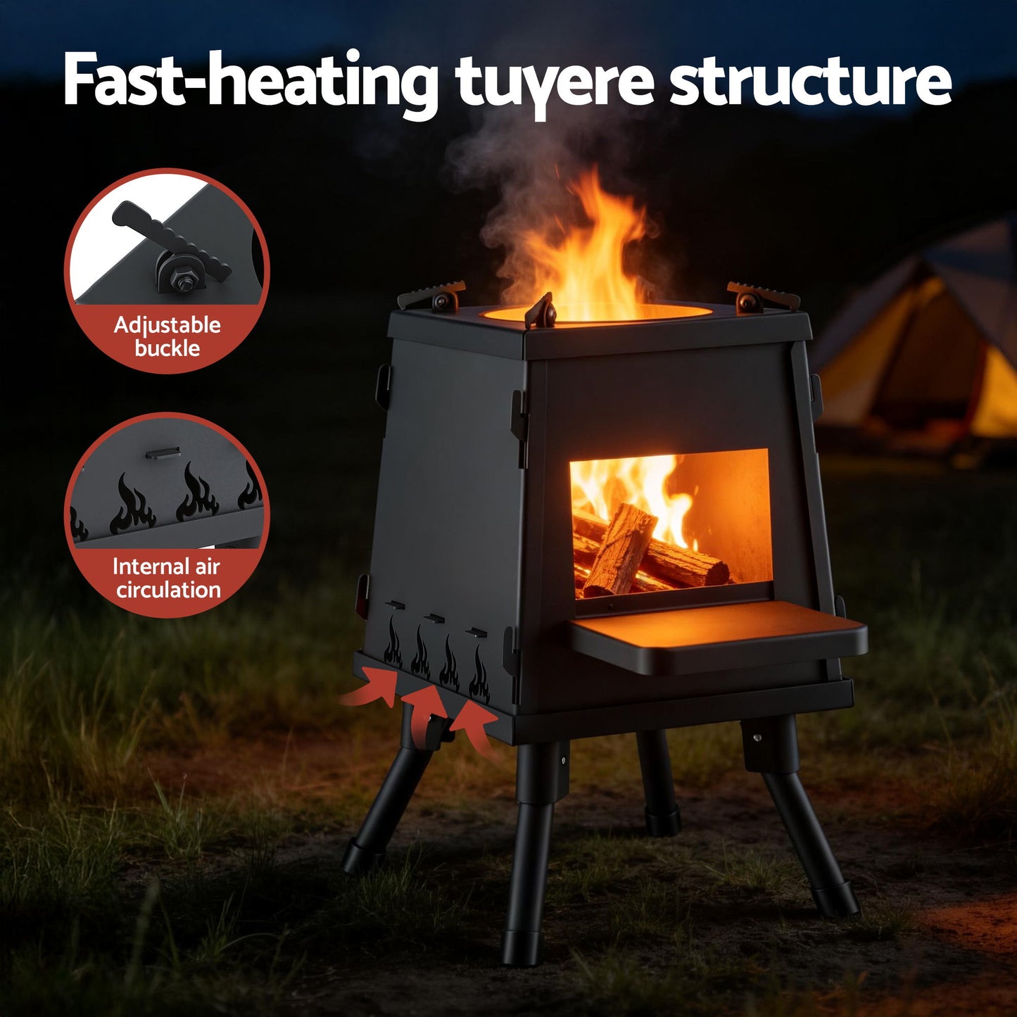 Grillz Fire Pit BBQ Portable Outdoor Fireplace Metal Camping Stove for Boiling Water, BBQ, Picnics FPIT-YH-STOVE-20
