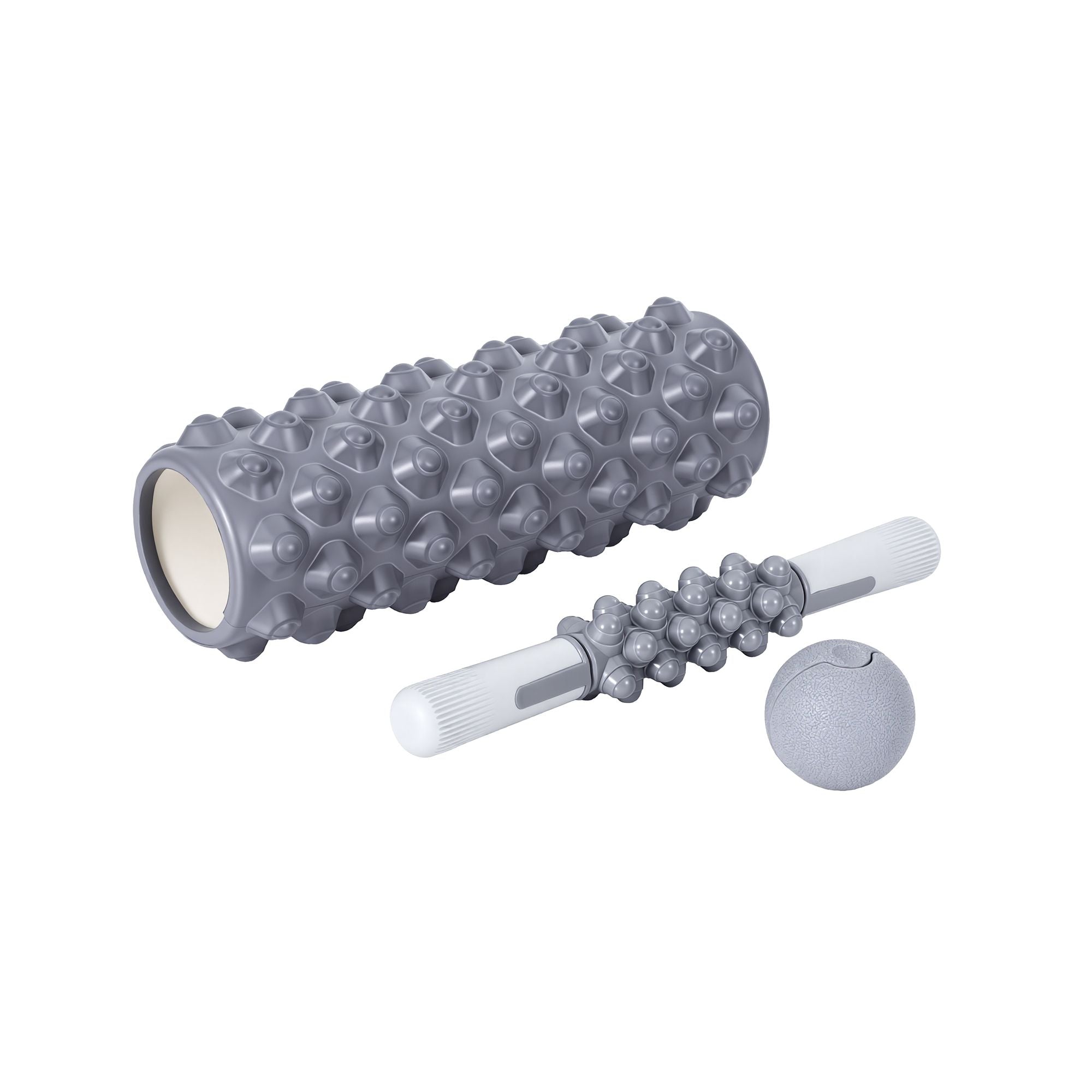 Everfit Foam Roller Set 3-in-1 with Targeted Recovery Muscle Roller Stick & Deep Tissue Massage Ball, Heavy FR-3IN1-GY