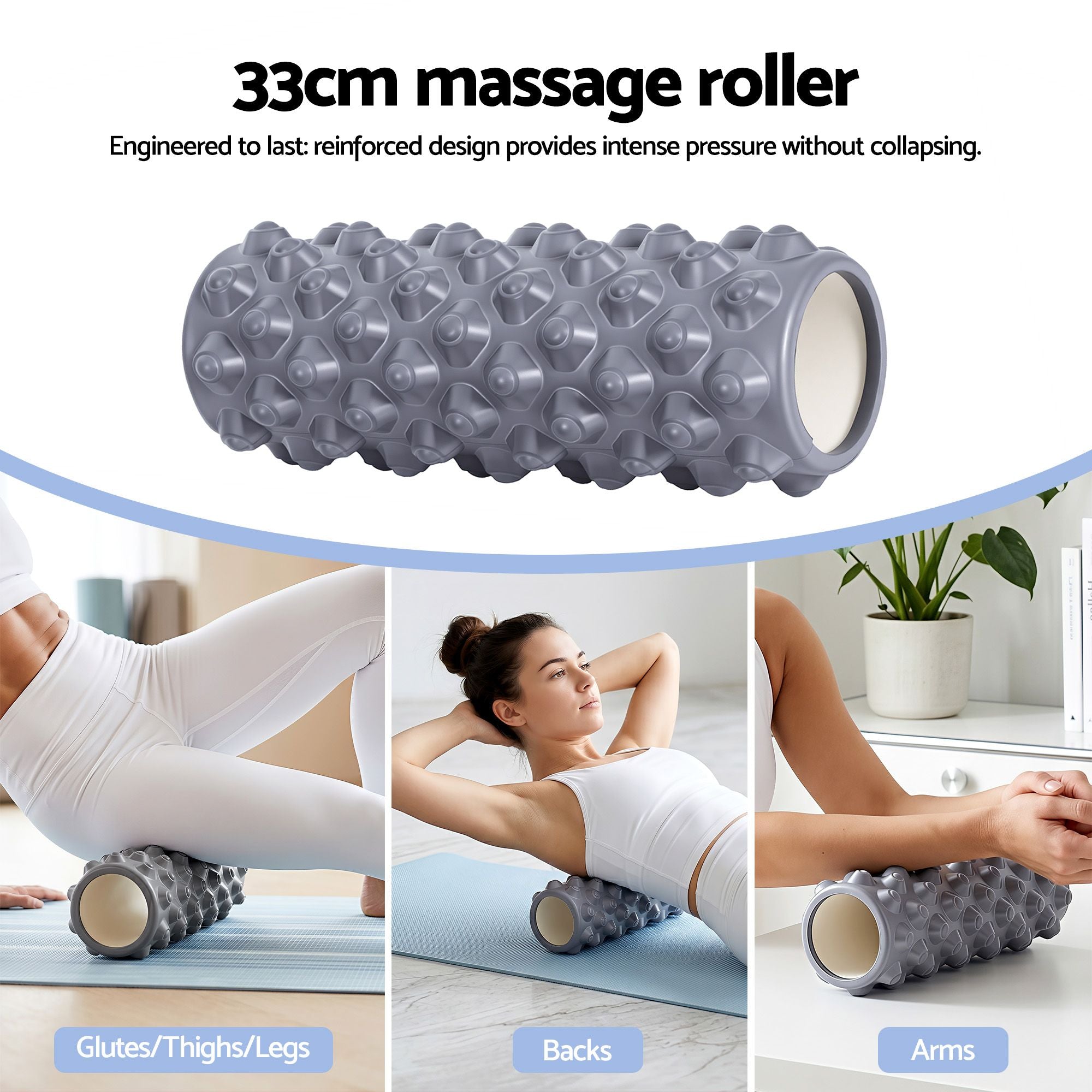 Everfit Foam Roller Set 3-in-1 with Targeted Recovery Muscle Roller Stick & Deep Tissue Massage Ball, Heavy FR-3IN1-GY