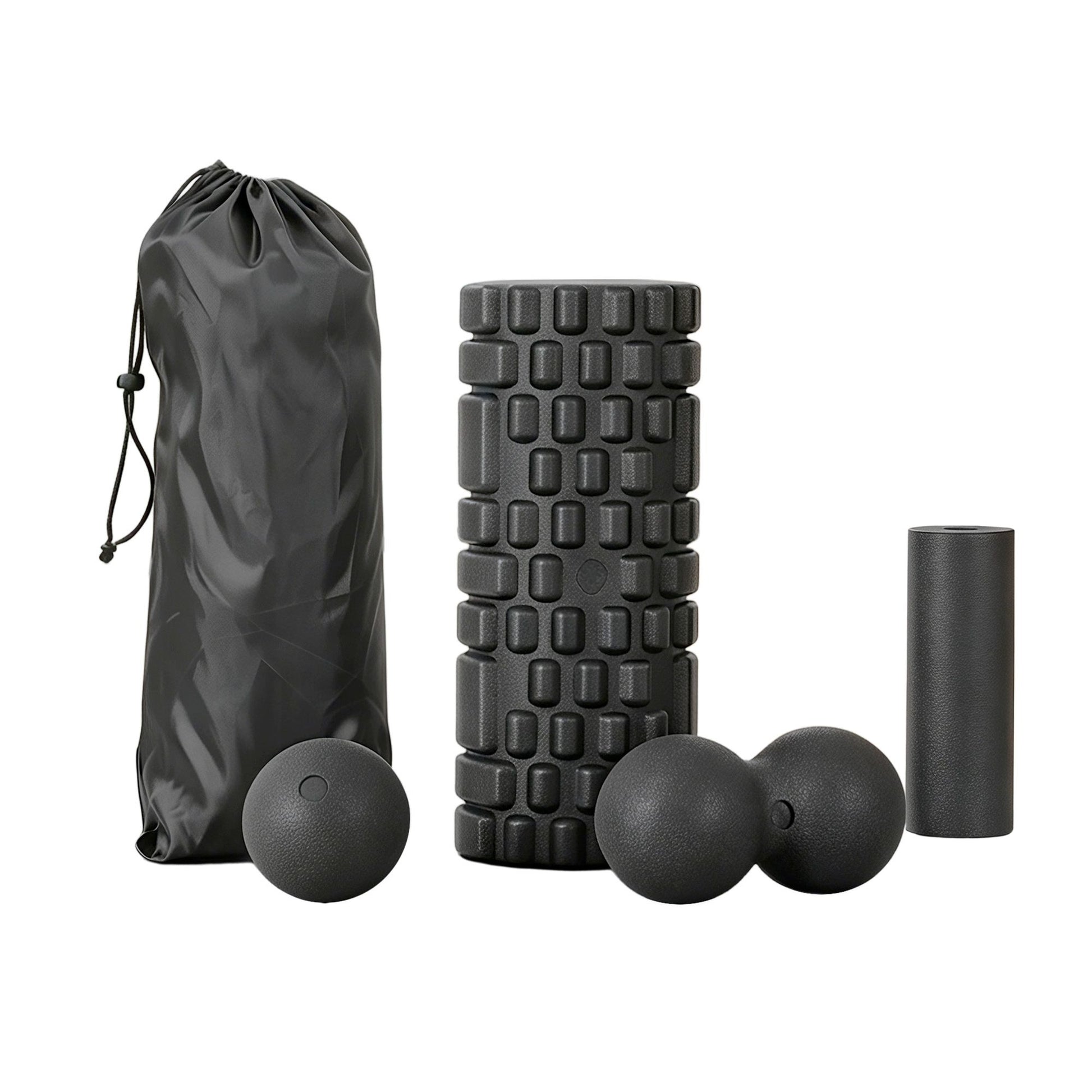 Everfit Foam Roller Set 4 in 1 Grid High Density Massager for Deep Tissue Trigger Point Myofascial Release FR-4IN1-BK
