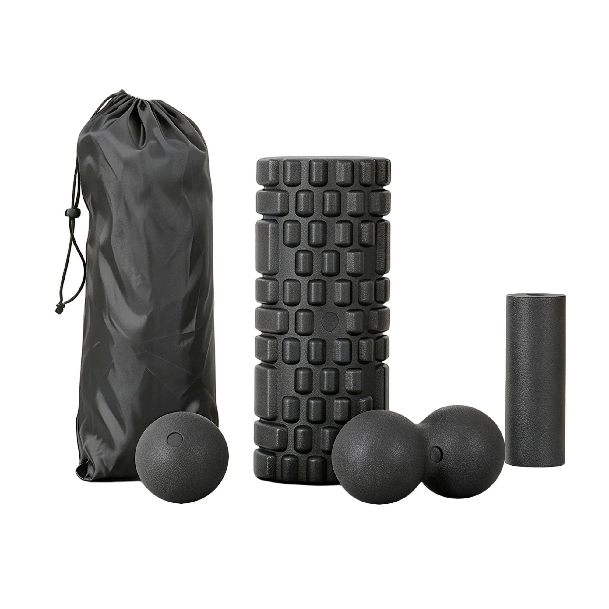 Everfit Foam Roller Set 4 in 1 Grid High Density Massager for Deep Tissue Trigger Point Myofascial Release FR-4IN1-BK