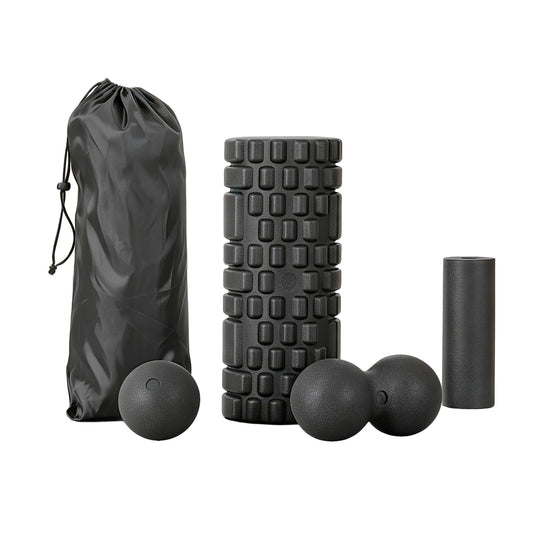 Everfit Foam Roller Set 4 in 1 Grid High Density Massager for Deep Tissue Trigger Point Myofascial Release FR-4IN1-BK
