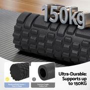 Everfit Foam Roller Set 4 in 1 Grid High Density Massager for Deep Tissue Trigger Point Myofascial Release FR-4IN1-BK