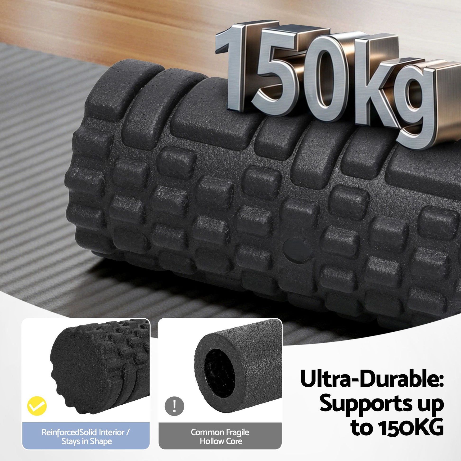 Everfit Foam Roller Set 4 in 1 Grid High Density Massager for Deep Tissue Trigger Point Myofascial Release FR-4IN1-BK