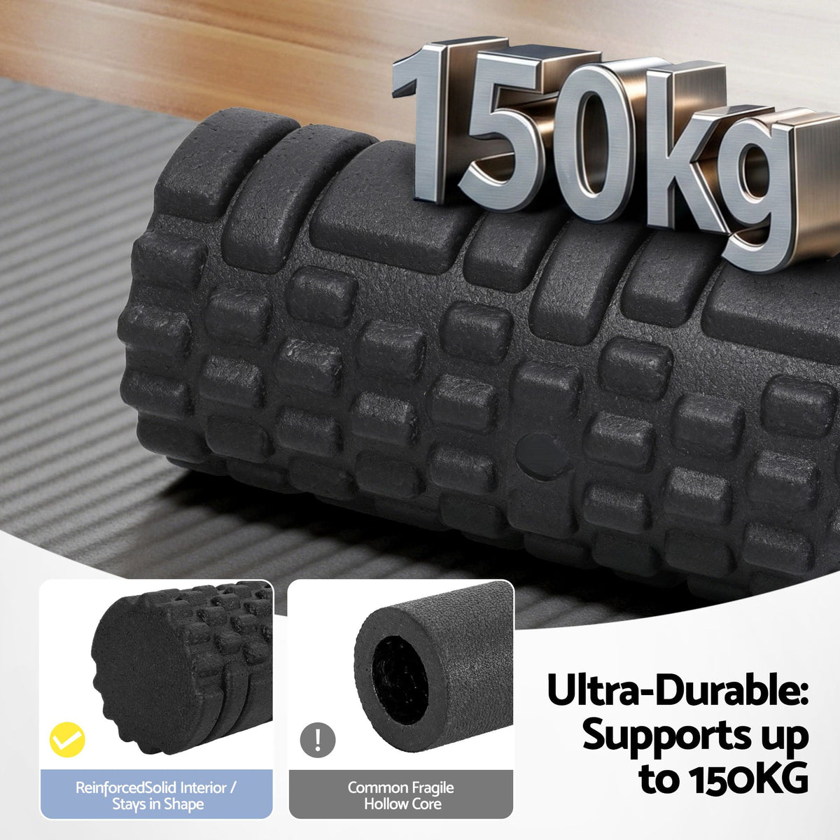 Everfit Foam Roller Set 4 in 1 Grid High Density Massager for Deep Tissue Trigger Point Myofascial Release FR-4IN1-BK
