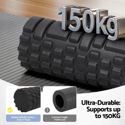 Everfit Foam Roller Set 4 in 1 Grid High Density Massager for Deep Tissue Trigger Point Myofascial Release FR-4IN1-BK