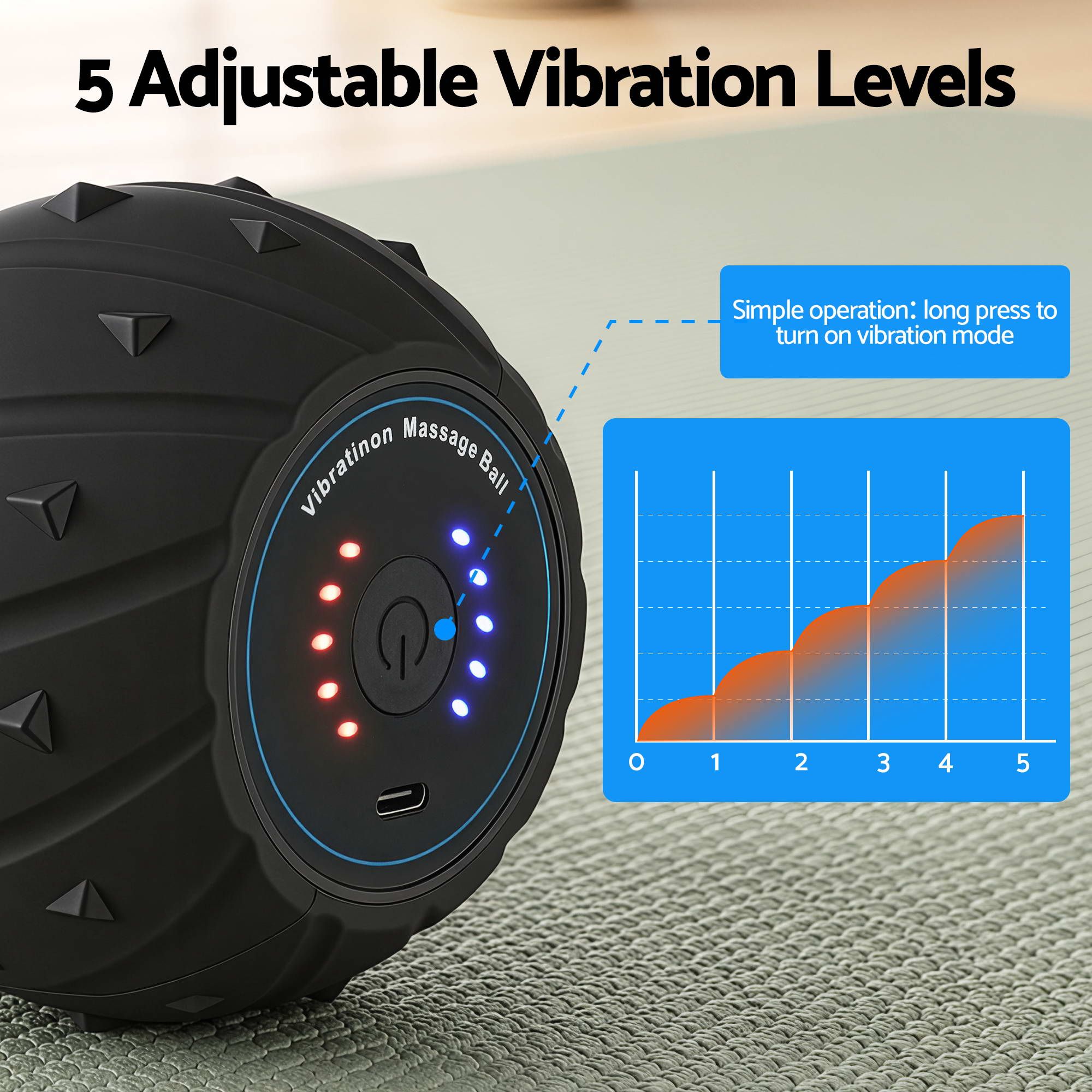 Everfit Electric Vibrating Peanut Massage Ball 5 Adjustable Levels High Power 3000RPM Motor 4D Floating Point FR-ELE-BALL-BK