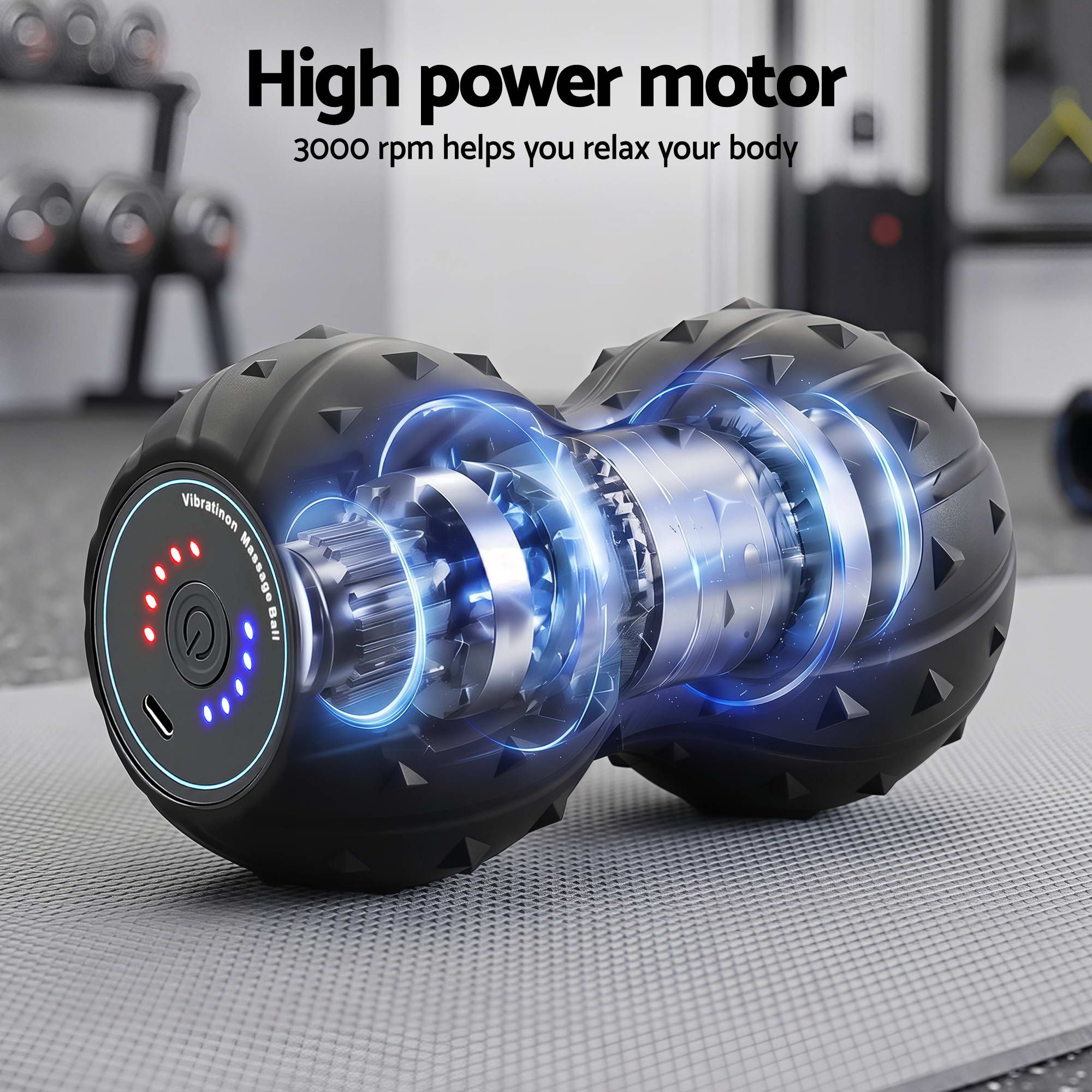 Everfit Electric Vibrating Peanut Massage Ball 5 Adjustable Levels High Power 3000RPM Motor 4D Floating Point FR-ELE-BALL-BK