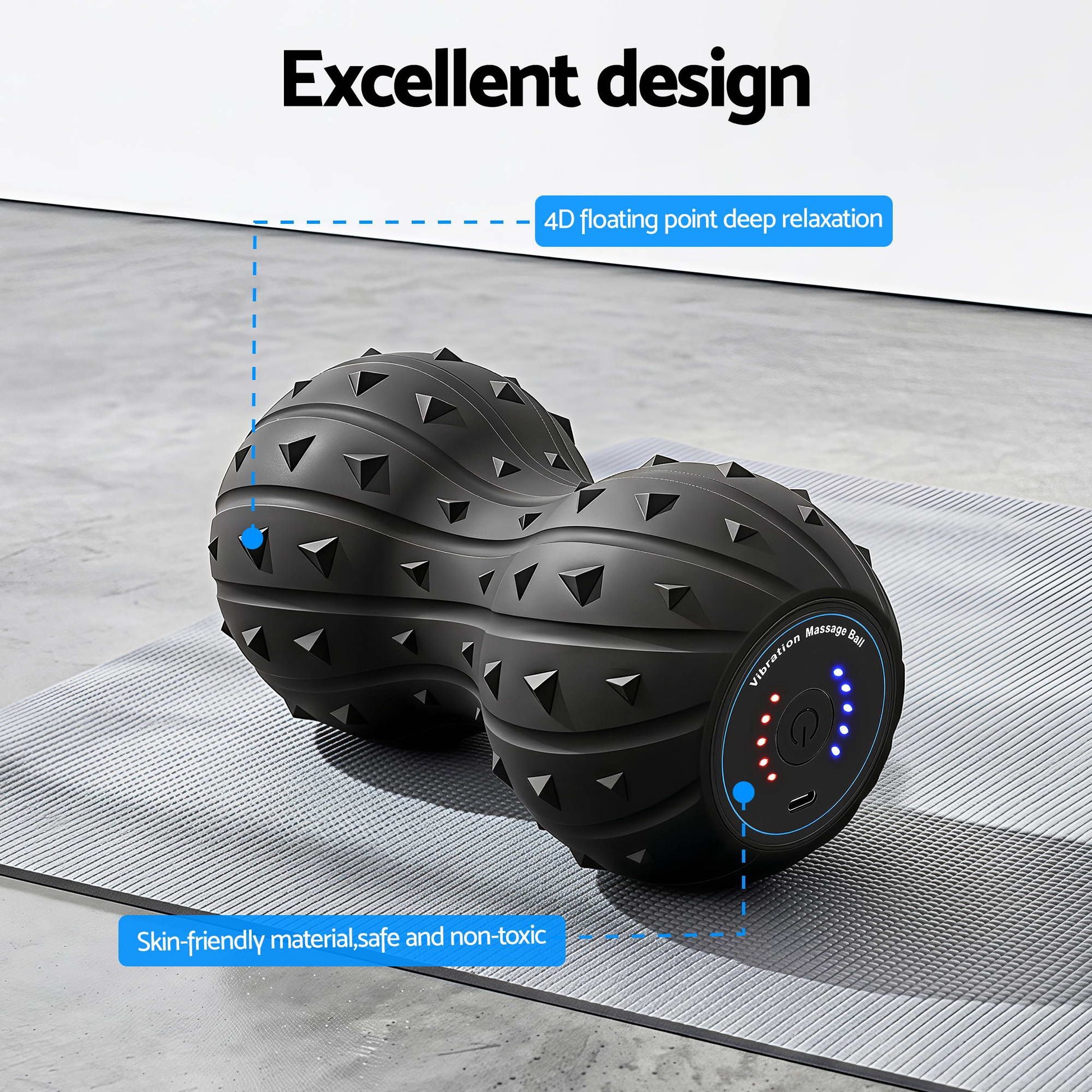 Everfit Electric Vibrating Peanut Massage Ball 5 Adjustable Levels High Power 3000RPM Motor 4D Floating Point FR-ELE-BALL-BK