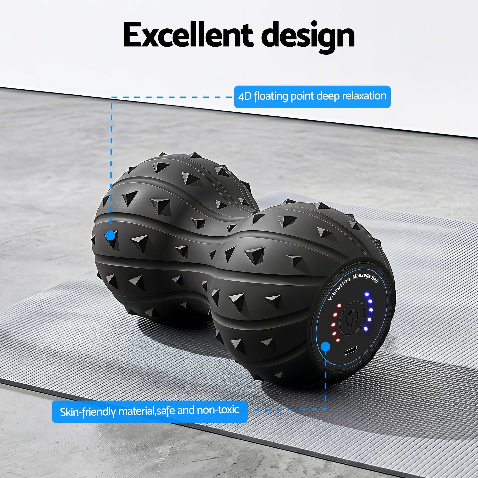 Everfit Electric Vibrating Peanut Massage Ball 5 Adjustable Levels High Power 3000RPM Motor 4D Floating Point FR-ELE-BALL-BK