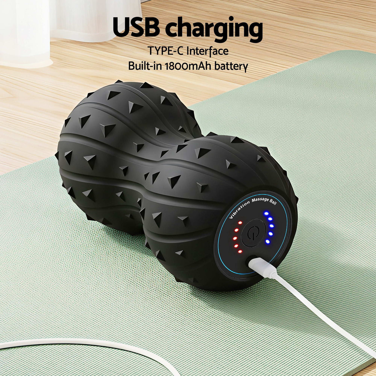 Everfit Electric Vibrating Peanut Massage Ball 5 Adjustable Levels High Power 3000RPM Motor 4D Floating Point FR-ELE-BALL-BK