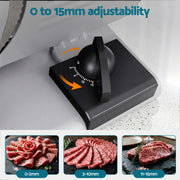 Devanti Meat Slicer Bread Vegetable, 200W Power 0-15mm Adjustable Easy Clean Stable Stainless Steel Blade Food Slicer for Kitchen Commercial, Silver