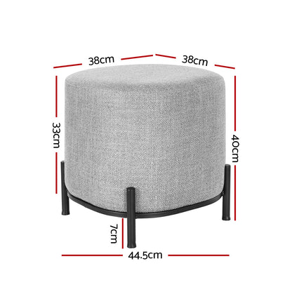 Artiss Ottoman Foot Stool Square Linen Grey FS-B-01-MT-LIN-GY
