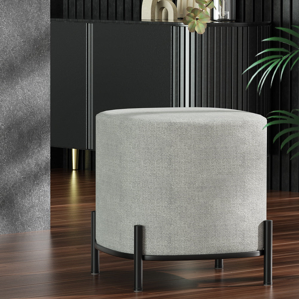 Artiss Ottoman Foot Stool Square Linen Grey FS-B-01-MT-LIN-GY