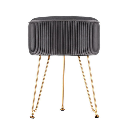 Artiss Ottoman Foot Stool Vanity Velvet Round Grey FS-B-02-VEL-GY
