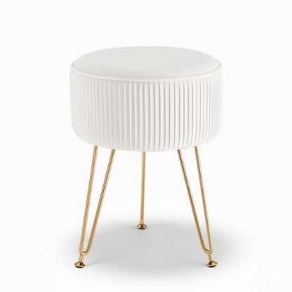 Artiss Ottoman Foot Stool Vanity Velvet Round White FS-B-02-VEL-WH