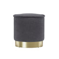 Artiss Ottoman Foot Stool Round Teddy Fabric Charcoal FS-B-1229A-TED-CH