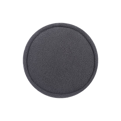 Artiss Ottoman Foot Stool Round Teddy Fabric Charcoal FS-B-1229A-TED-CH