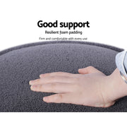 Artiss Ottoman Foot Stool Round Teddy Fabric Charcoal FS-B-1229A-TED-CH