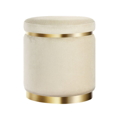 Artiss Ottoman Foot Stool Round Velvet Cream FS-B-675-VEL-CR