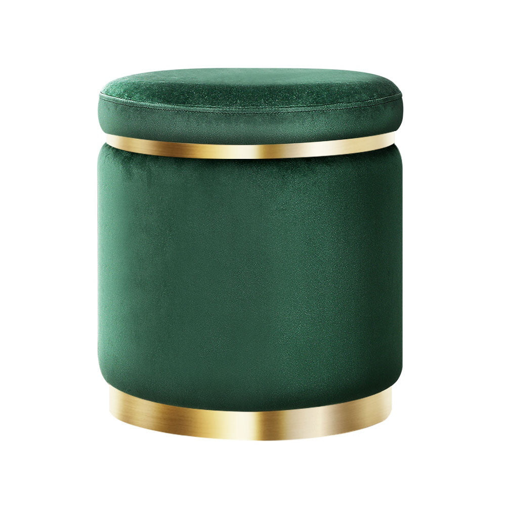 Artiss Ottoman Foot Stool Round Velvet Green FS-B-675-VEL-GN