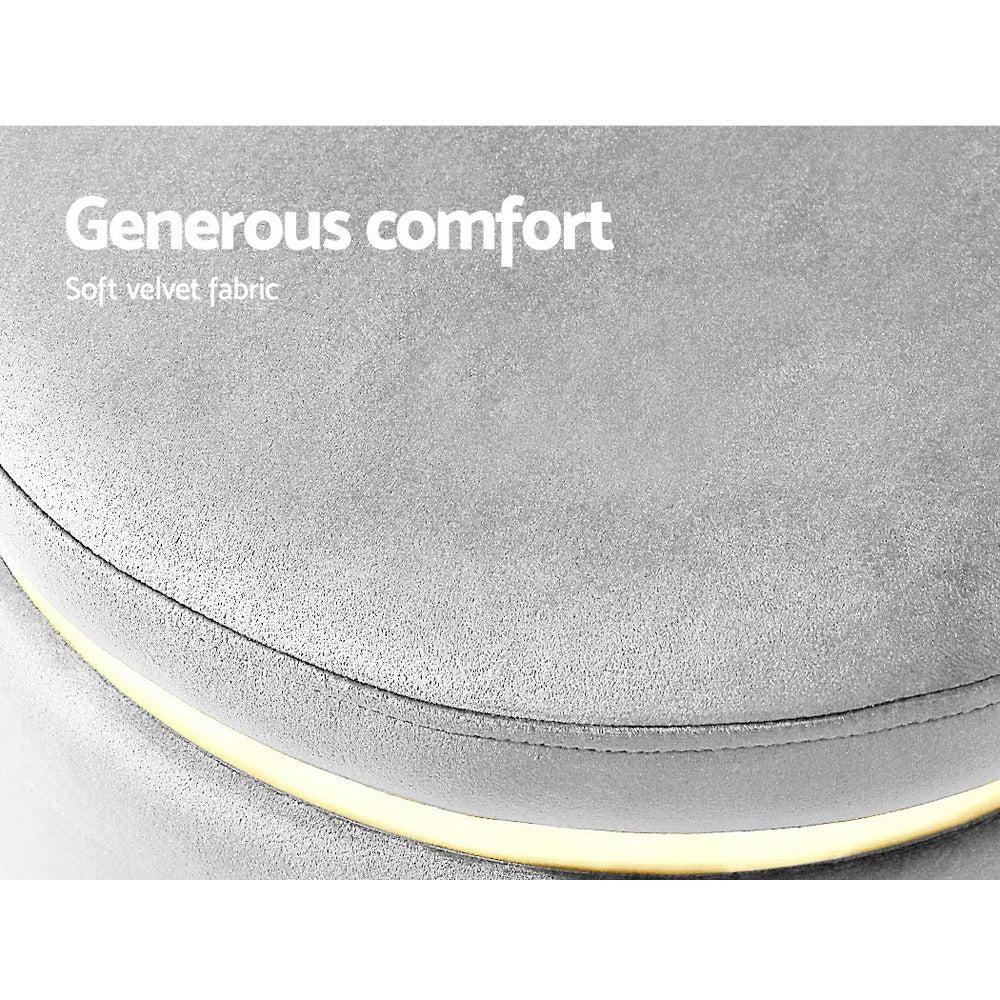 Artiss Ottoman Foot Stool Round Velvet Grey FS-B-675-VEL-GY