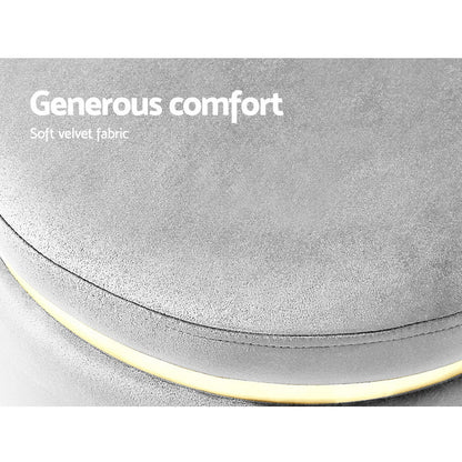 Artiss Ottoman Foot Stool Round Velvet Grey FS-B-675-VEL-GY
