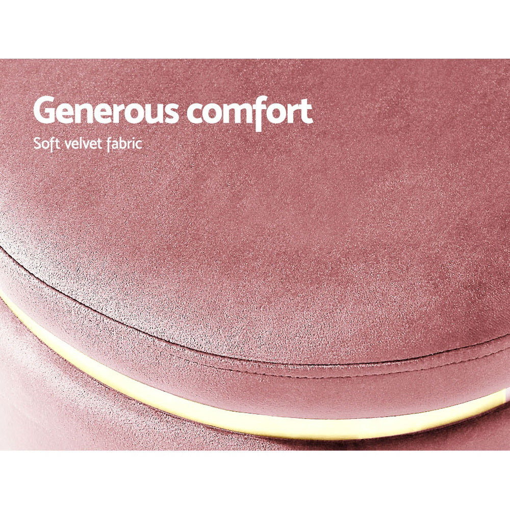 Artiss Ottoman Foot Stool Round Velvet Pink FS-B-675-VEL-PK