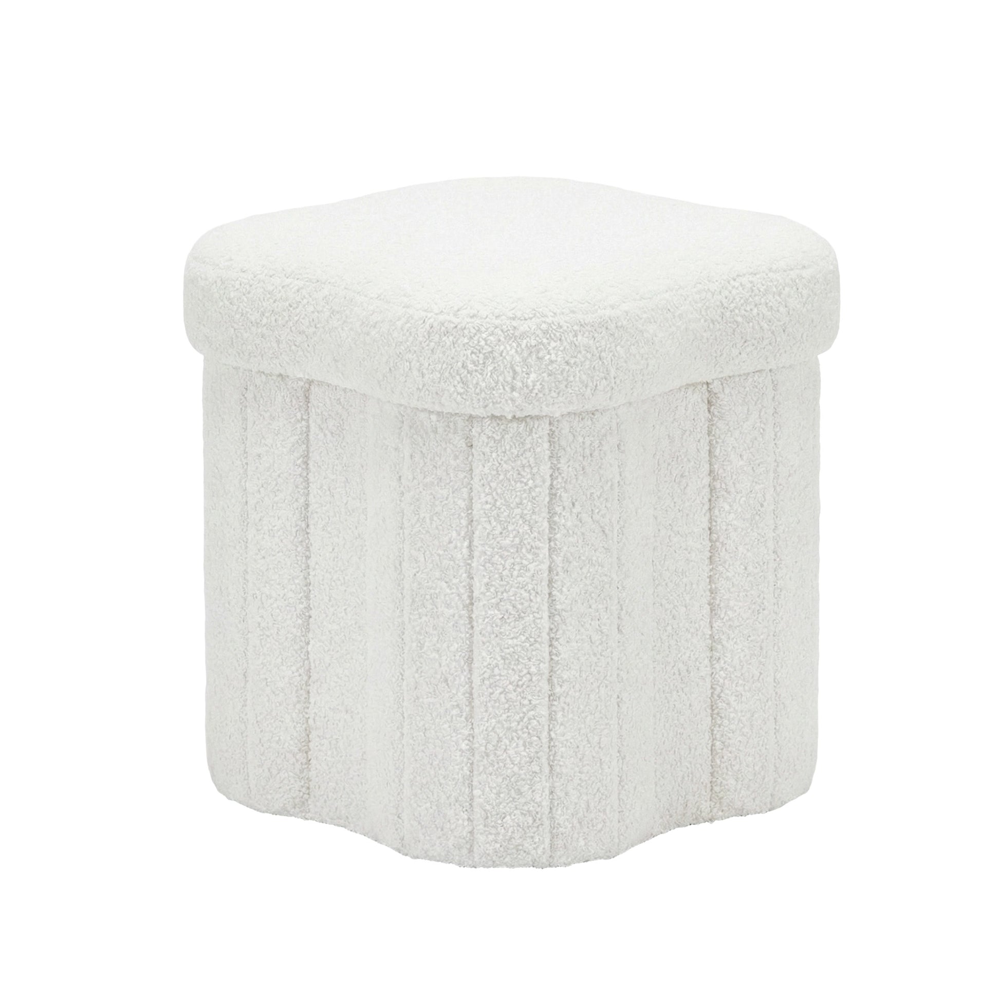 Artiss Storage Ottoman Foot Stool Foldable White FS-B-FLOWER-WH
