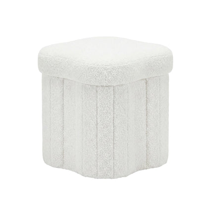 Artiss Storage Ottoman Foot Stool Foldable White FS-B-FLOWER-WH