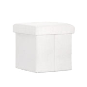 Artiss Ottoman Storage Foot Stool Vanity Square Teddy FS-B-ST01-TED-WH