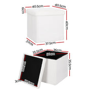 Artiss Ottoman Storage Foot Stool Vanity Square Teddy FS-B-ST01-TED-WH