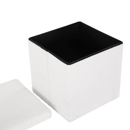 Artiss Ottoman Storage Foot Stool Vanity Square Teddy FS-B-ST01-TED-WH