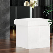 Artiss Ottoman Storage Foot Stool Vanity Square Teddy FS-B-ST01-TED-WH