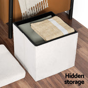 Artiss Ottoman Storage Foot Stool Vanity Square Teddy FS-B-ST01-TED-WH
