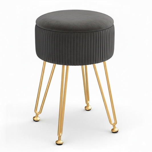 Artiss Ottoman Storage Foot Stool Vanity Velvet Round Grey FS-B-ST03-VEL-GY