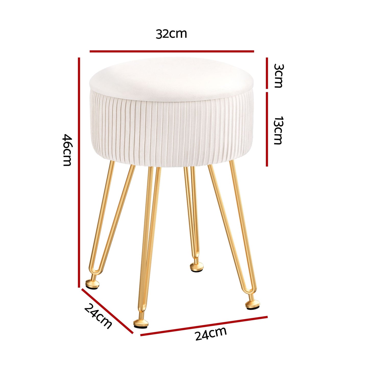 Artiss Ottoman Storage Foot Stool Vanity Velvet Round White FS-B-ST03-VEL-WH