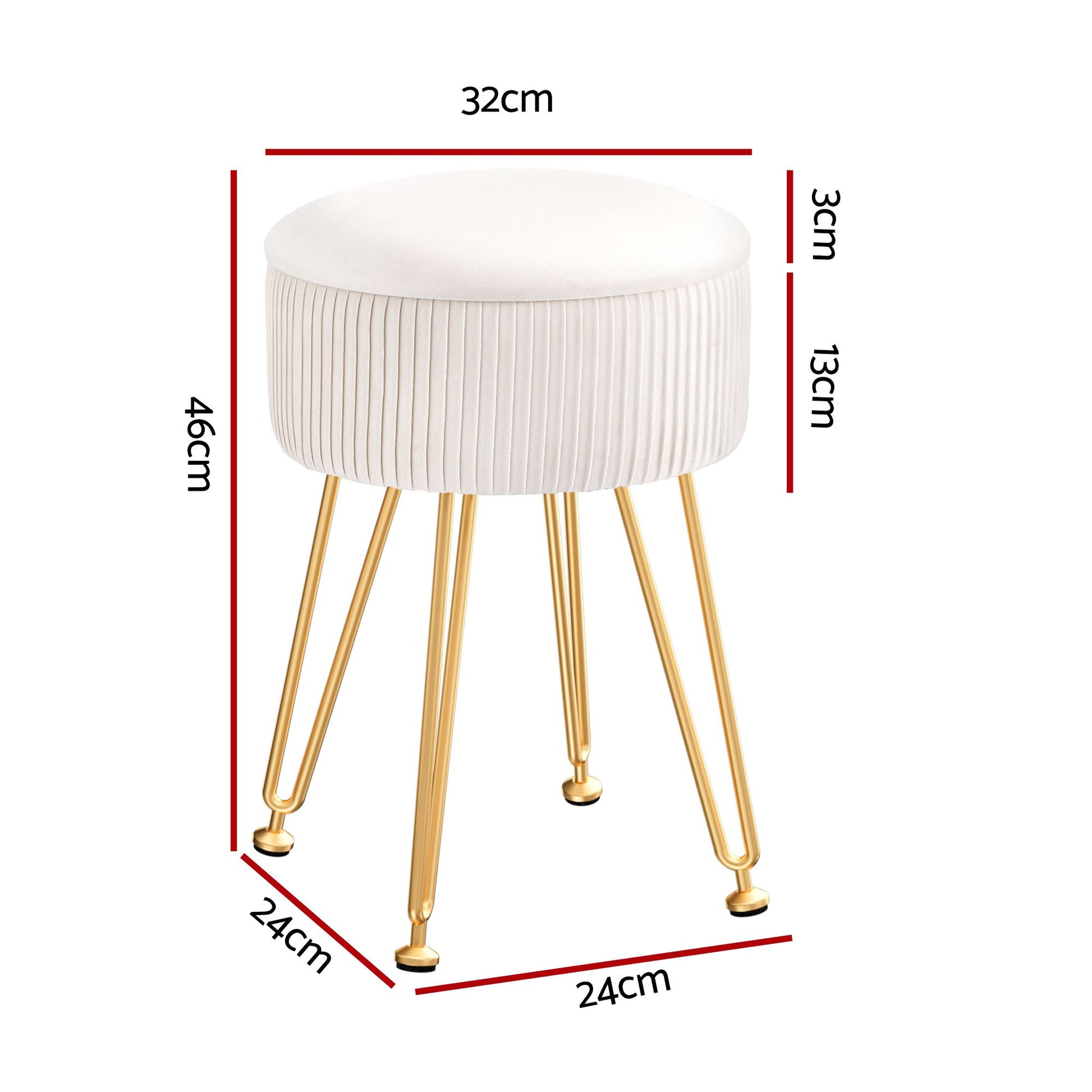 Artiss Ottoman Storage Foot Stool Vanity Velvet Round White FS-B-ST03-VEL-WH