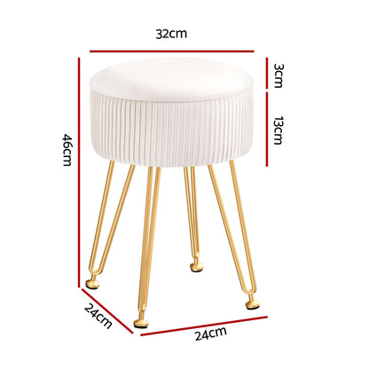 Artiss Ottoman Storage Foot Stool Vanity Velvet Round White FS-B-ST03-VEL-WH