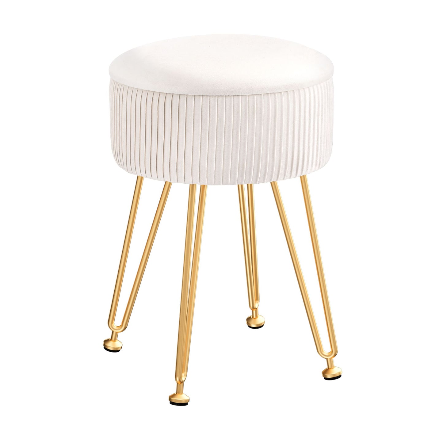 Artiss Ottoman Storage Foot Stool Vanity Velvet Round White FS-B-ST03-VEL-WH