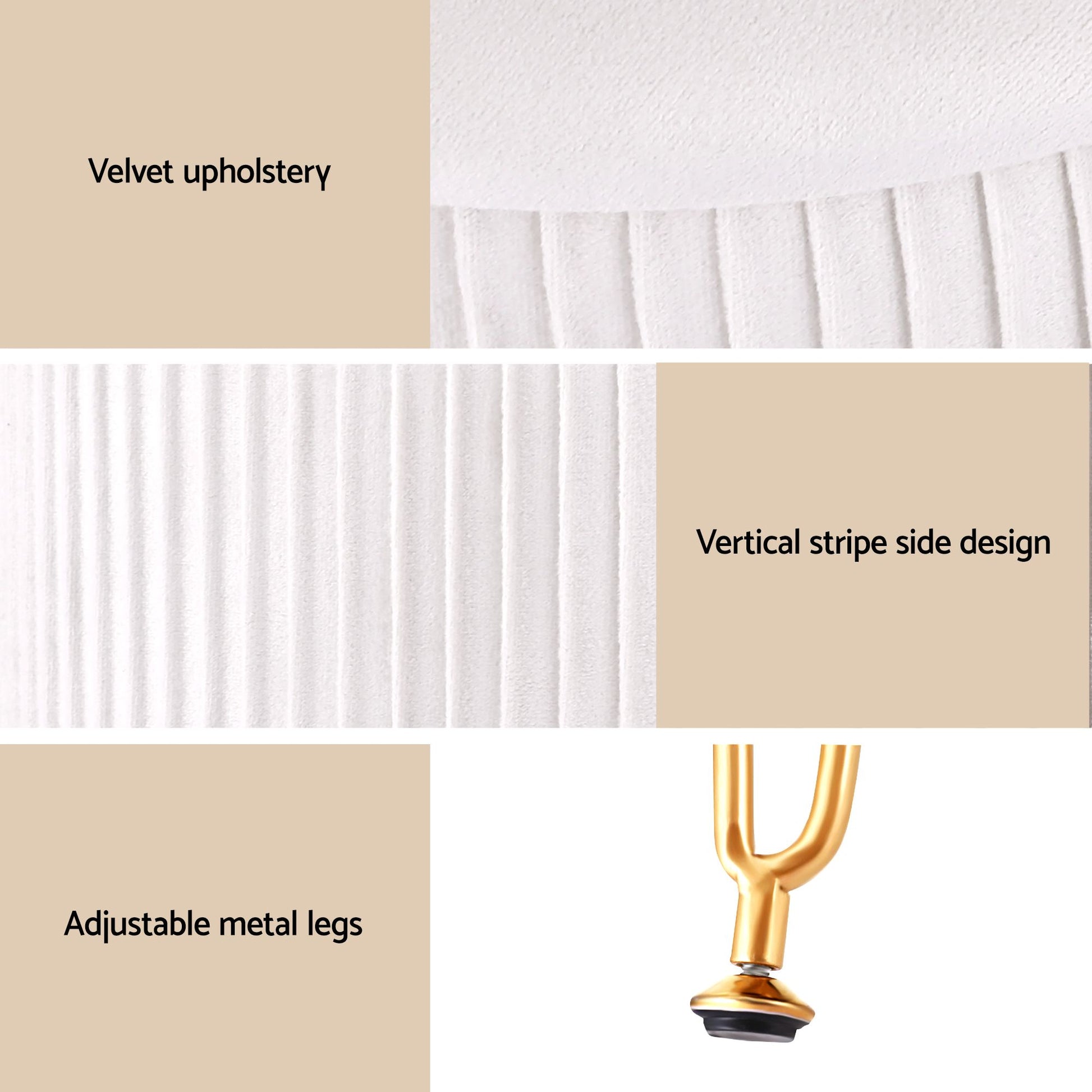 Artiss Ottoman Storage Foot Stool Vanity Velvet Round White FS-B-ST03-VEL-WH