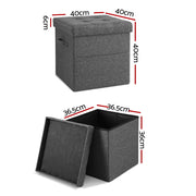 Artiss Storage Ottoman Rest Foot Stool Foldable FS-B-ST04-L40-GY