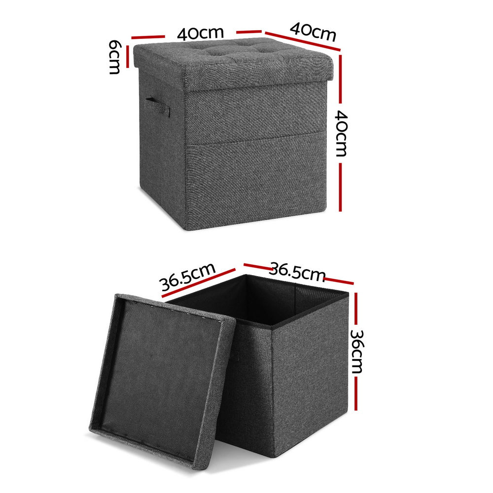 Artiss Storage Ottoman Rest Foot Stool Foldable FS-B-ST04-L40-GY