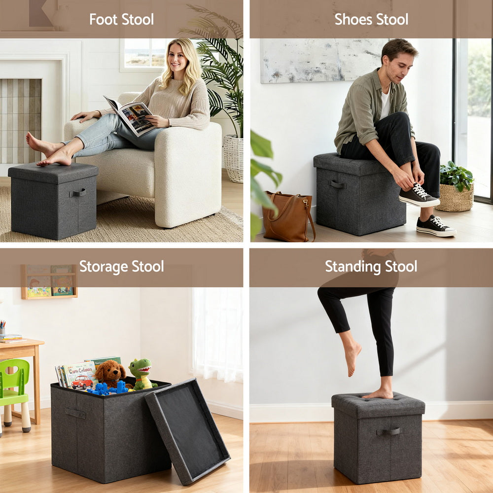 Artiss Storage Ottoman Rest Foot Stool Foldable FS-B-ST04-L40-GY