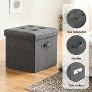 Artiss Storage Ottoman Rest Foot Stool Foldable FS-B-ST04-L40-GY