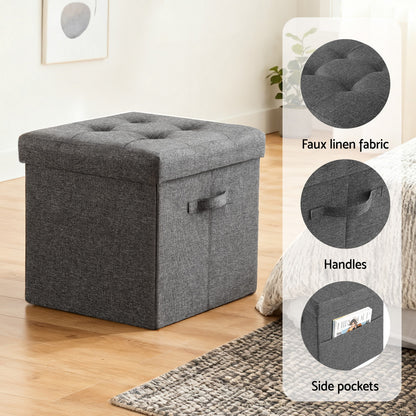 Artiss Storage Ottoman Rest Foot Stool Foldable FS-B-ST04-L40-GY